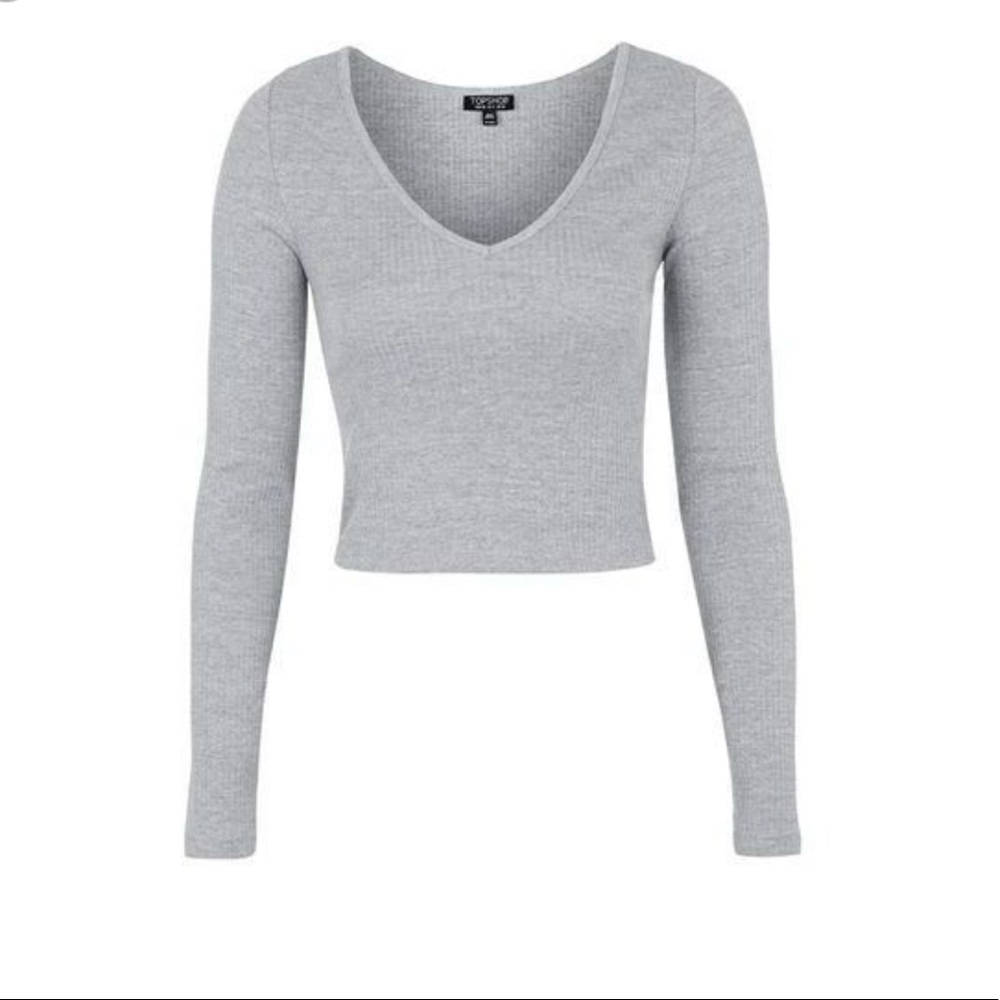 TOPSHOP ribbed V-Neck crop top - Picture 2 of 5